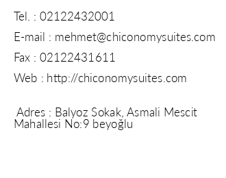 Chiconomy Suites iletiim bilgileri